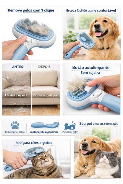 Escova Removedora de Pelos Automática para Cães e Gatos